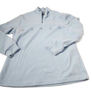 Odlo Women's Size Large Half Zip Pullover Snowflake Blue